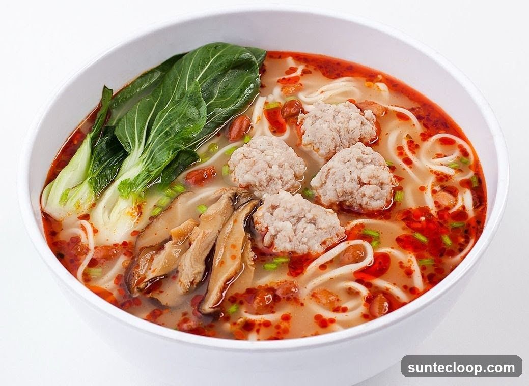 Noodle Soup with Meatballs and Bok Choy
