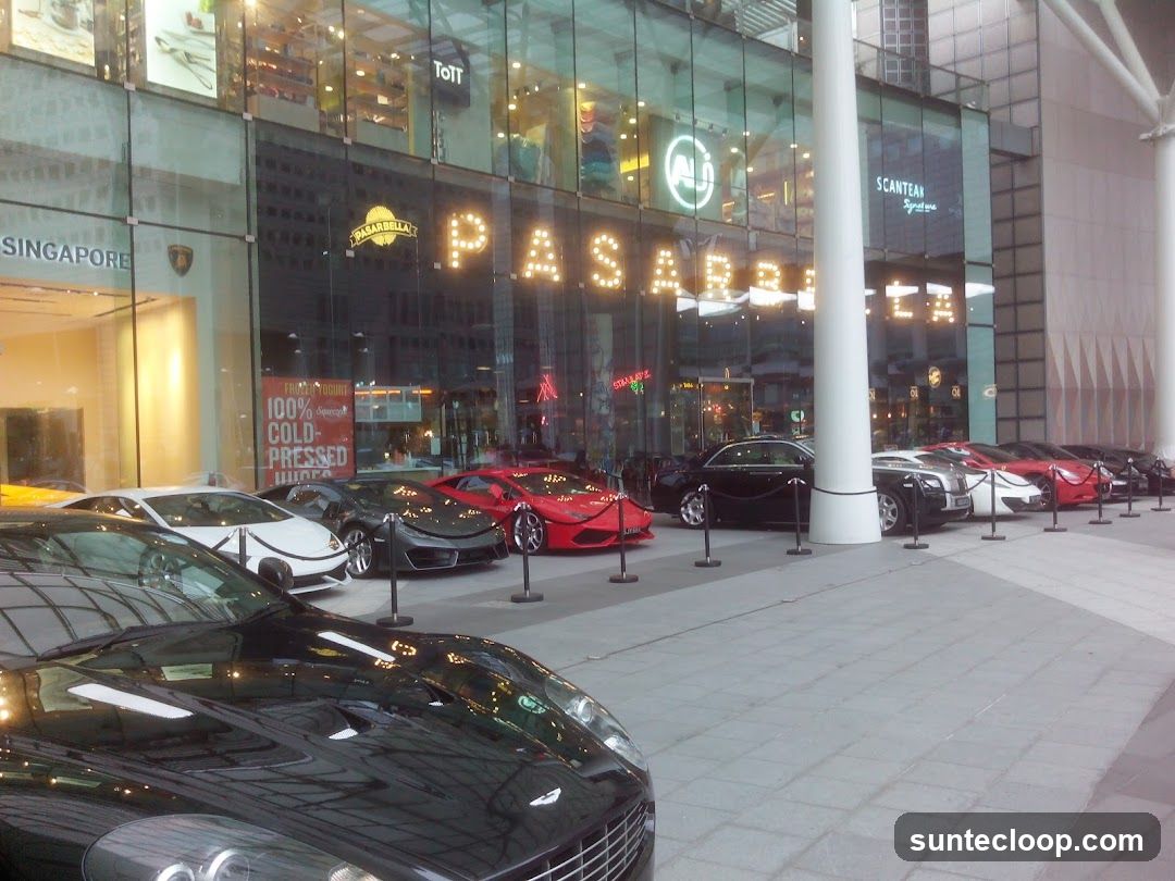 Luxury Cars Displayed Outside Building