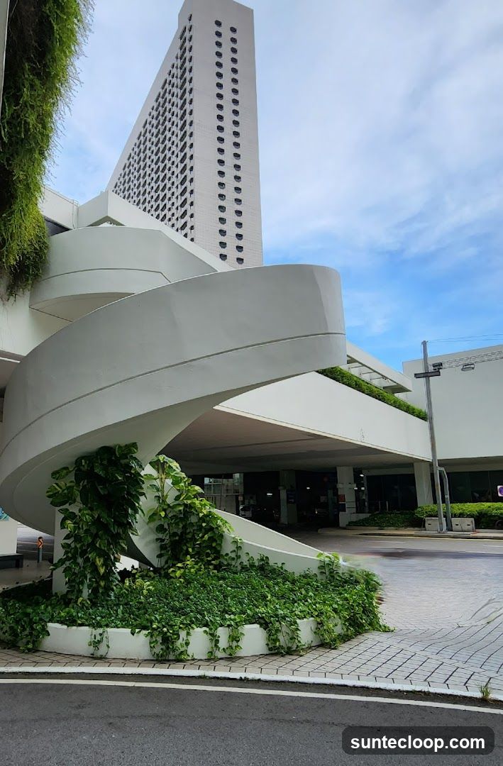 Modern Building with Spiral Walkway