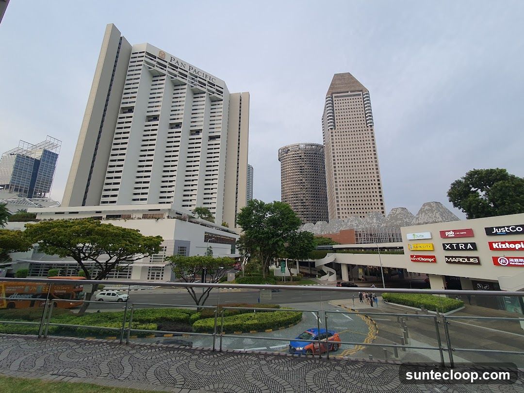 Cityscape with Pan Pacific Hotel and Retail Complex