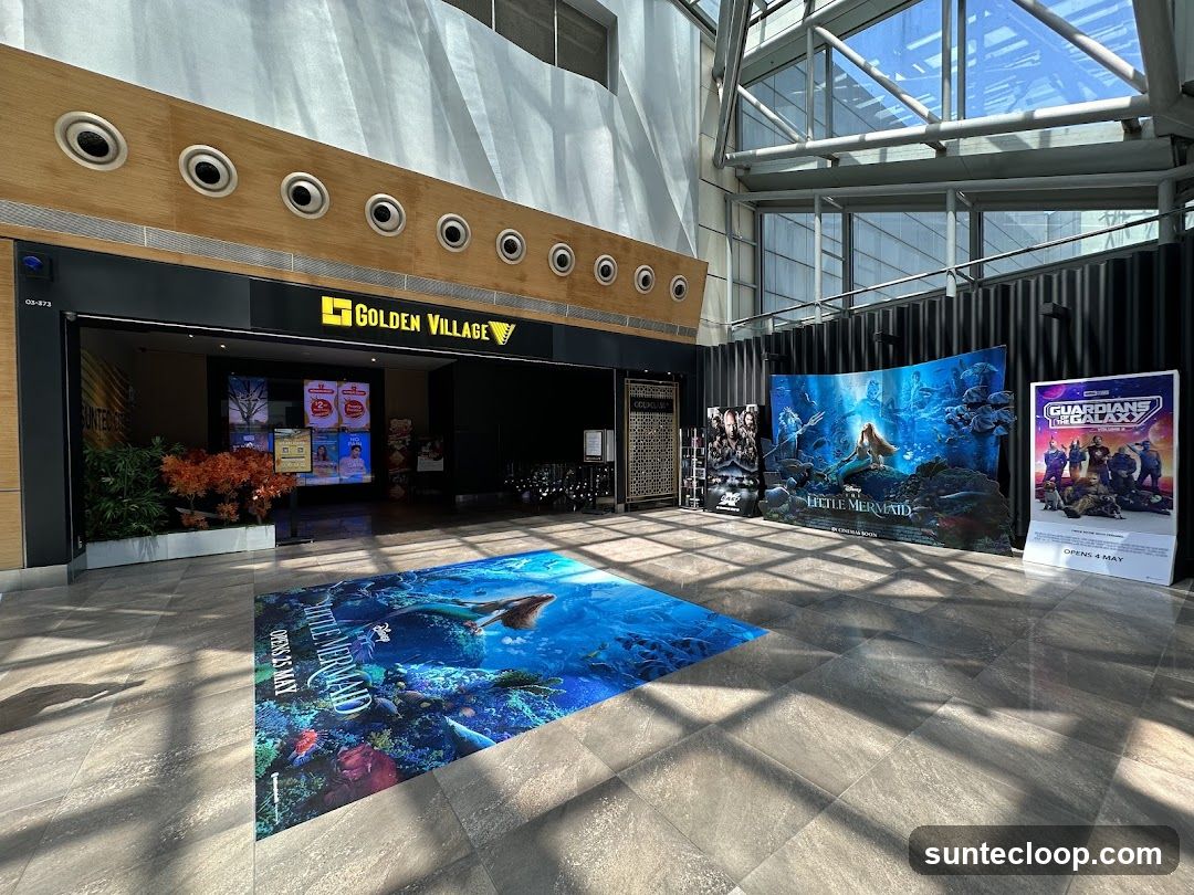 Movie Theater Entrance with Promotional Displays