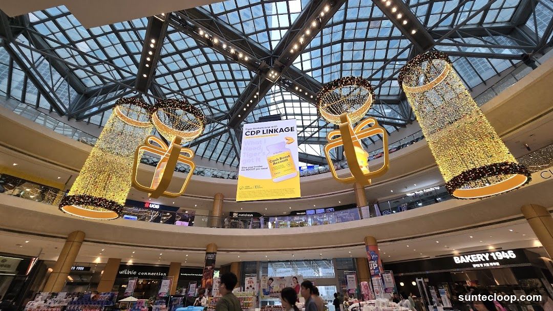 Mall Interior with Holiday Decorations