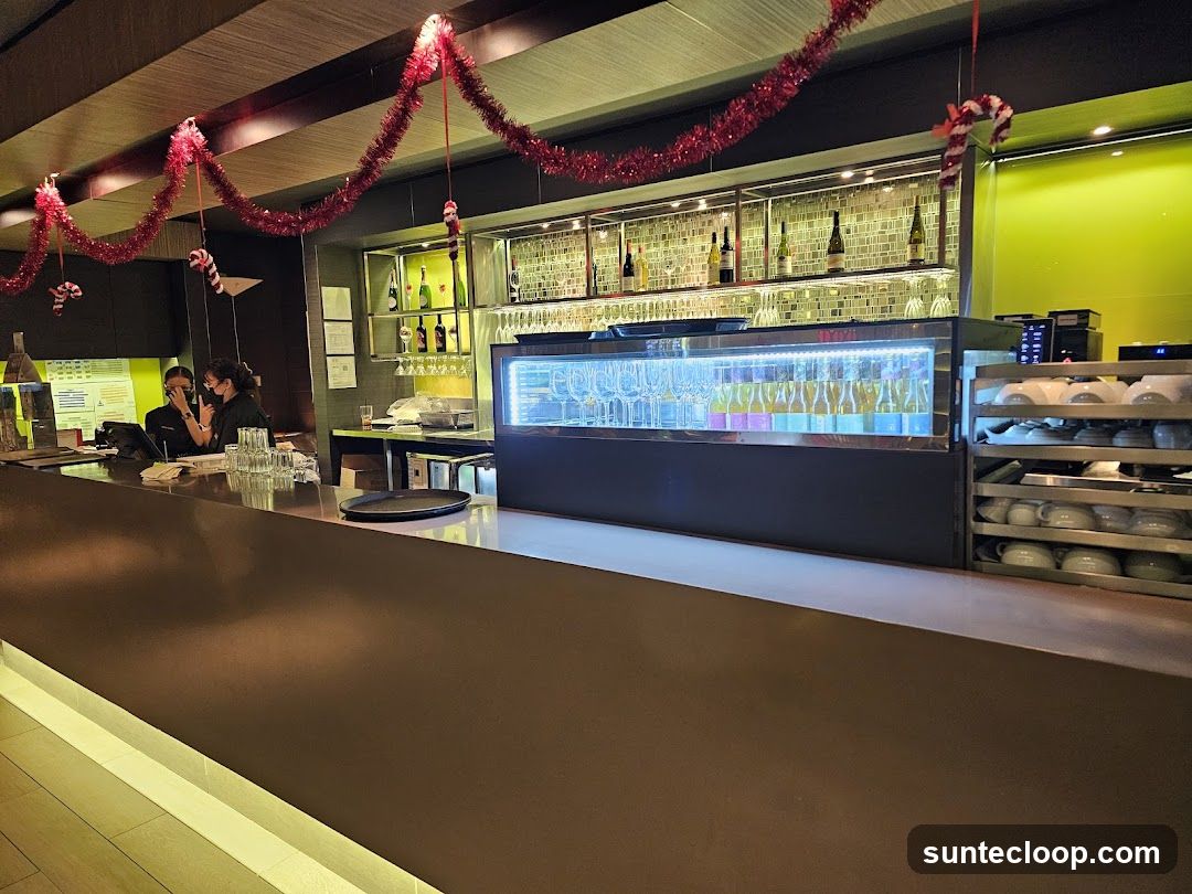 Bar interior with Christmas decorations