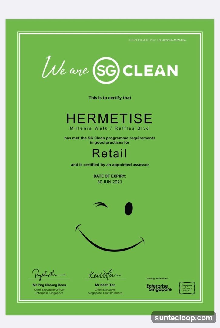 SG Clean Certification for Hermetise