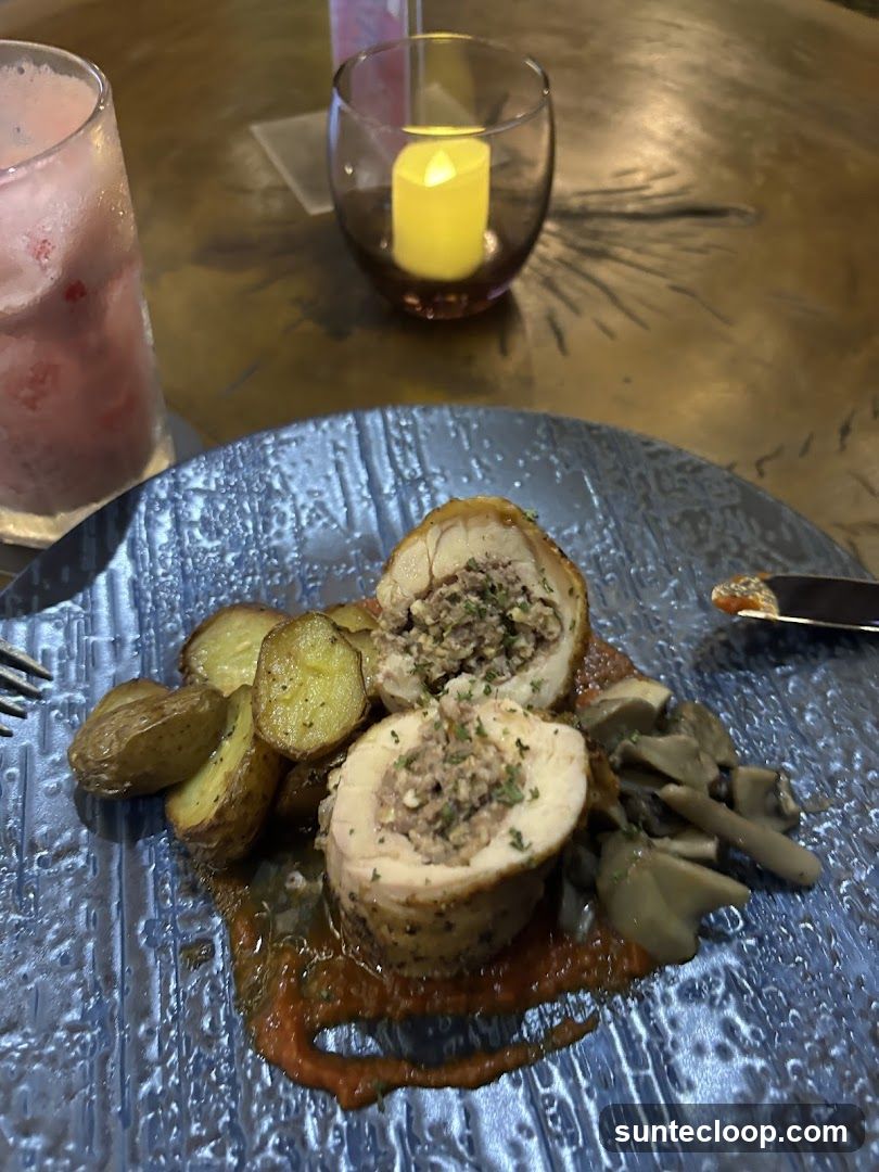 Stuffed Chicken with Potatoes and Mushrooms