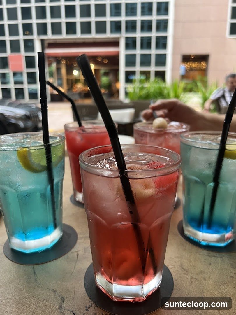 Colorful Cocktails on a Table
