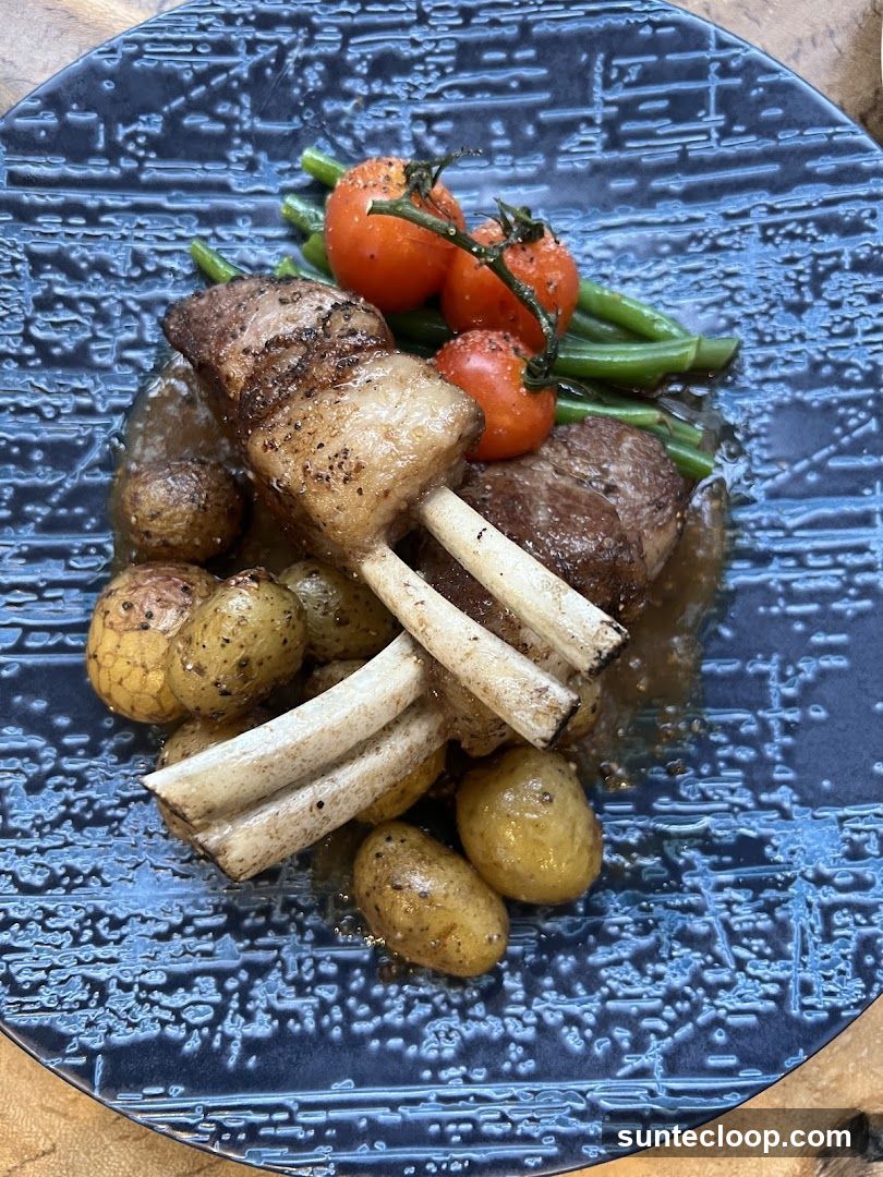 Rack of Lamb with Potatoes and Vegetables