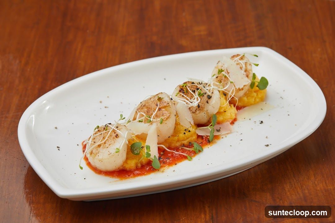 Seared Scallops with Polenta and Tomato Sauce