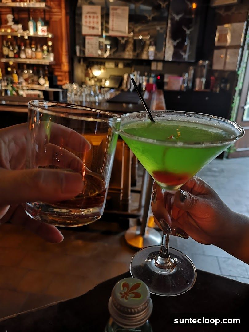 Cheers with Cocktails at a Bar