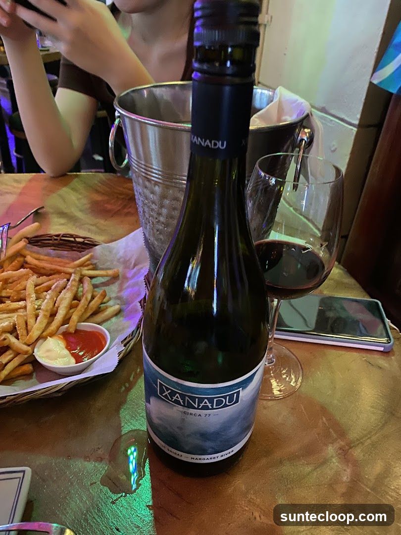 Bottle of Xanadu Wine with Fries