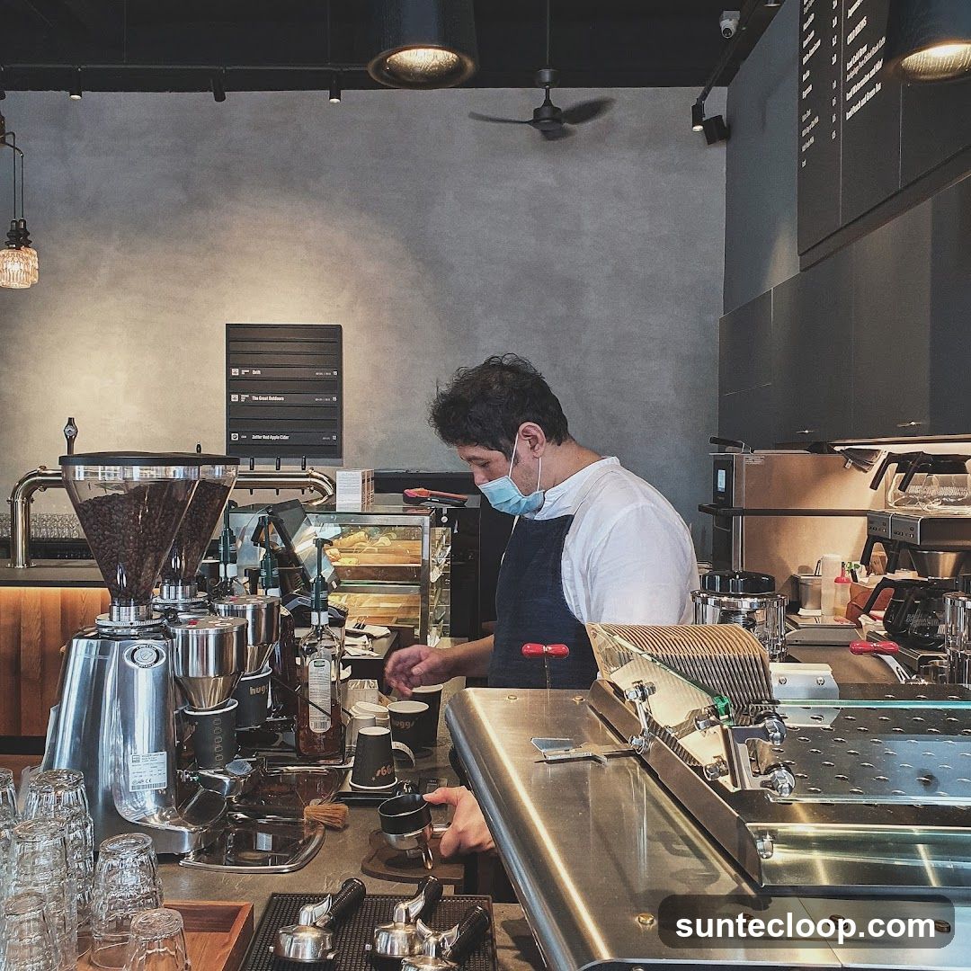Barista preparing coffee