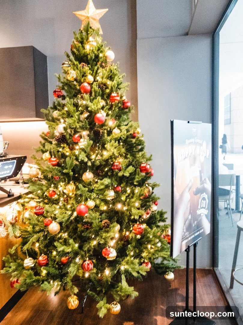 Christmas Tree and Happy Hour Sign
