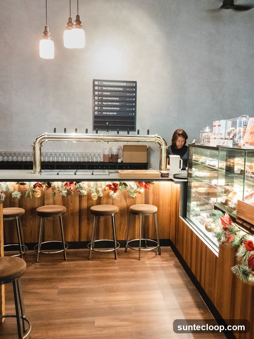 Bar with Beer Taps and Pastries