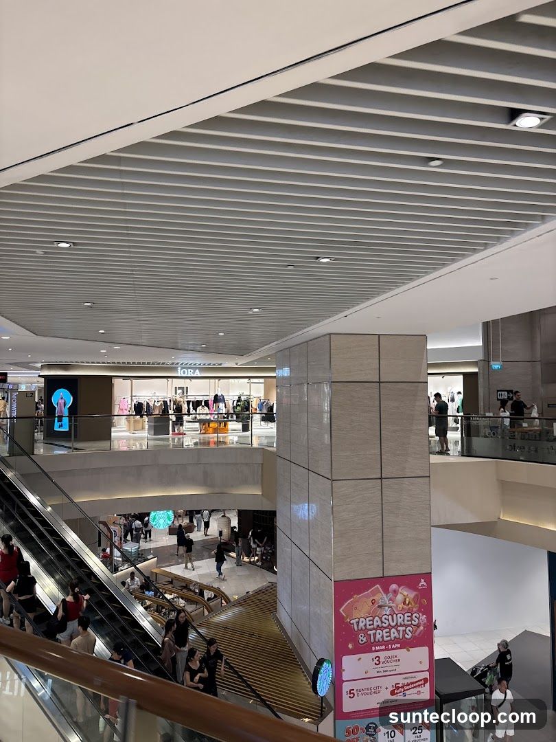Mall Interior with Escalators and Shops