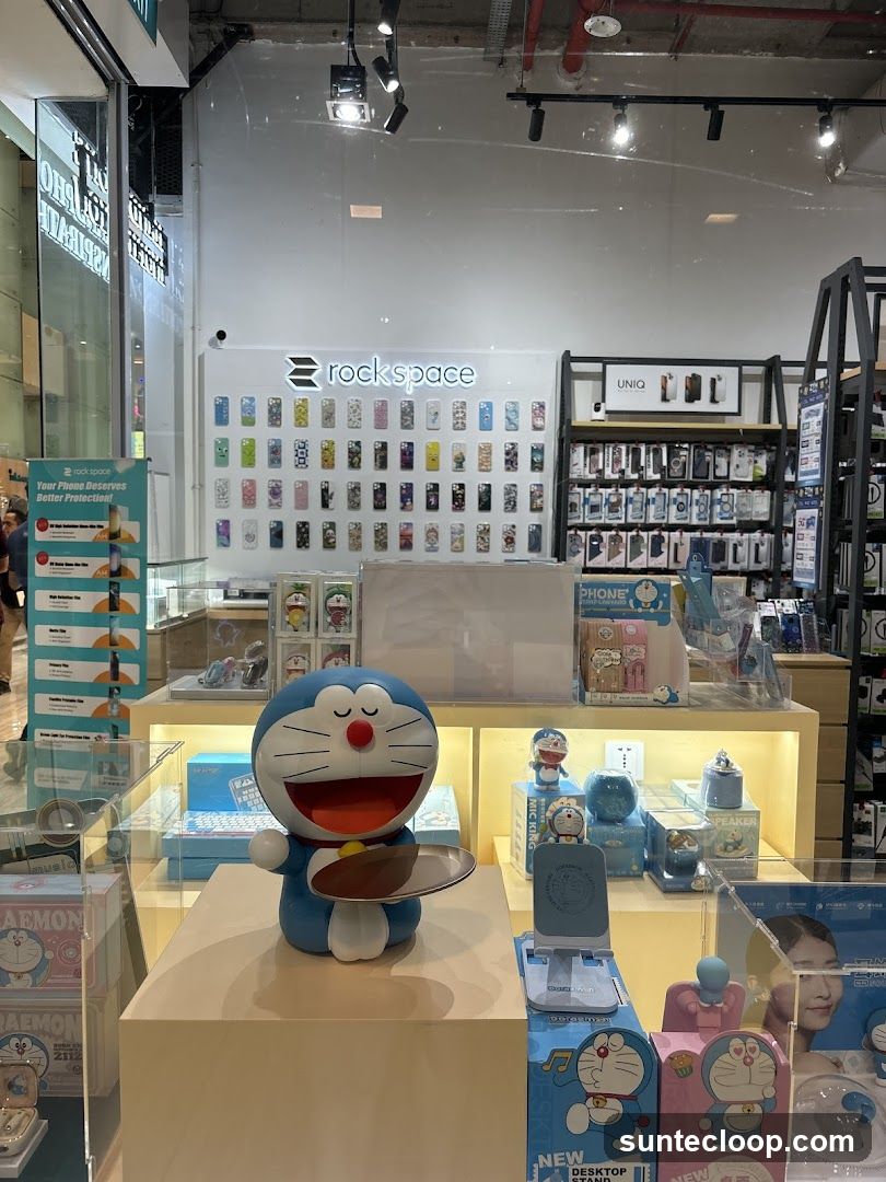 Doraemon themed phone accessory store