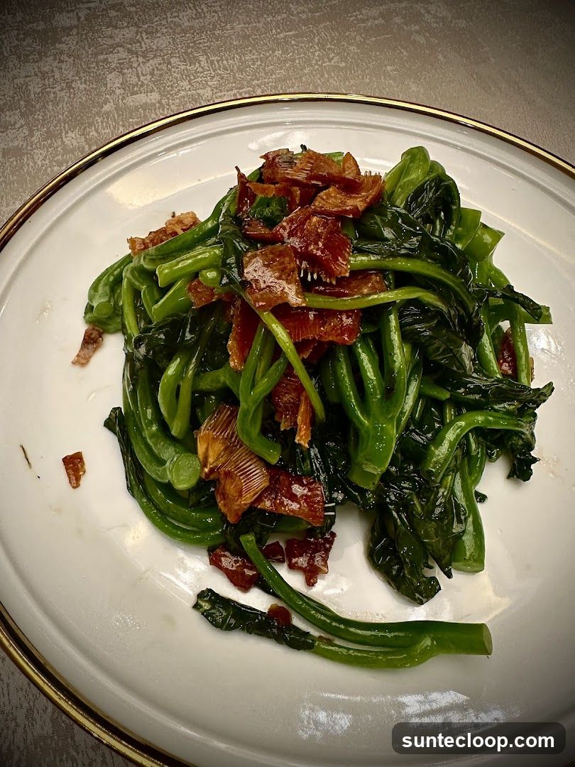 Stir-fried Greens with Crispy Bits