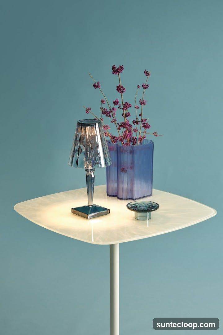 Tabletop Display with Lamp and Flowers
