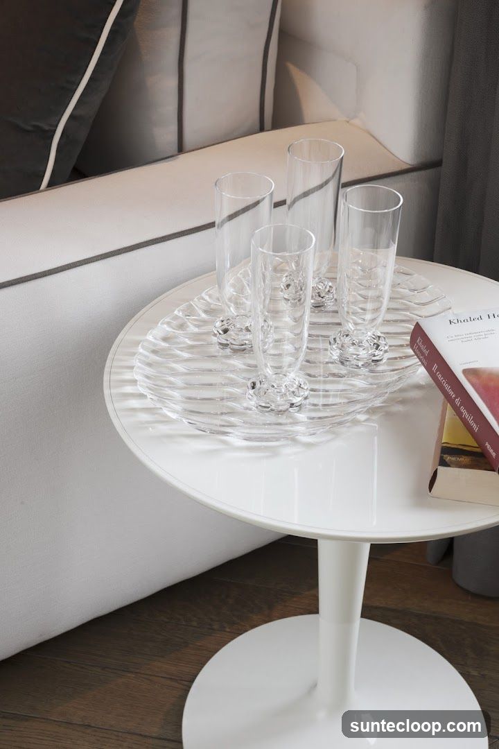 Table with glassware and books