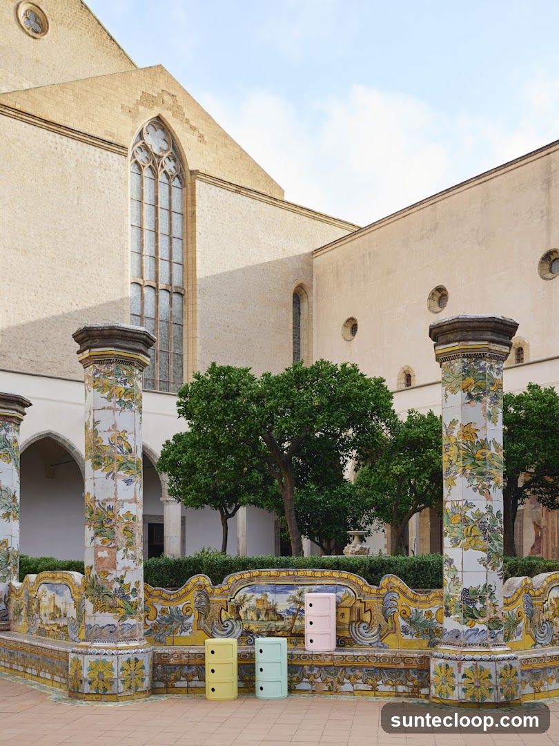 Colorful Storage Units in Courtyard