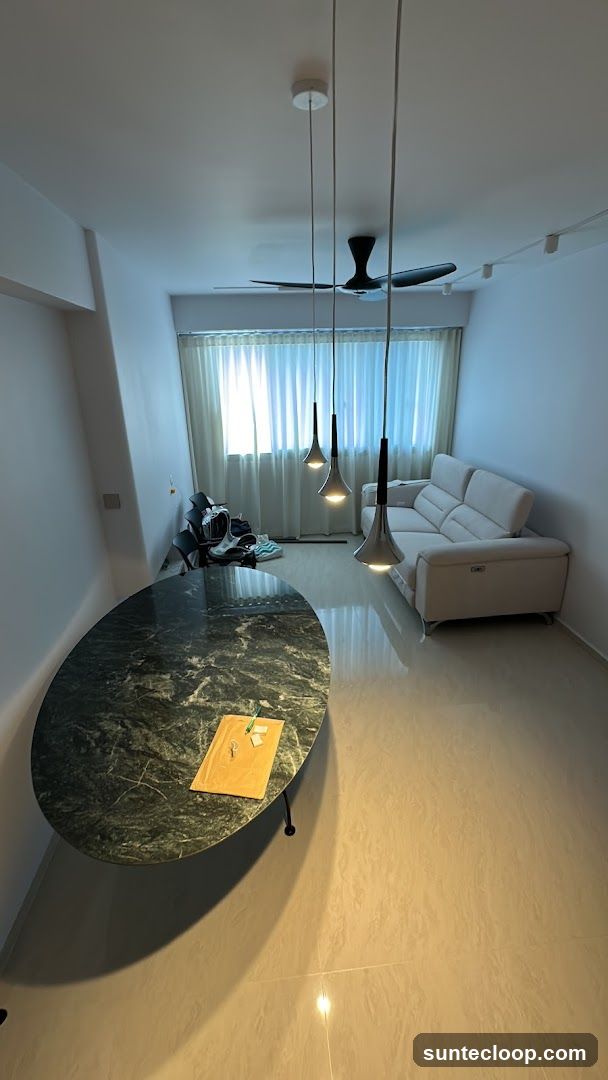 Modern Living Room with Marble Table