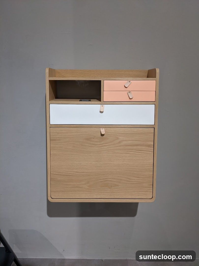 Wall-mounted desk with drawers
