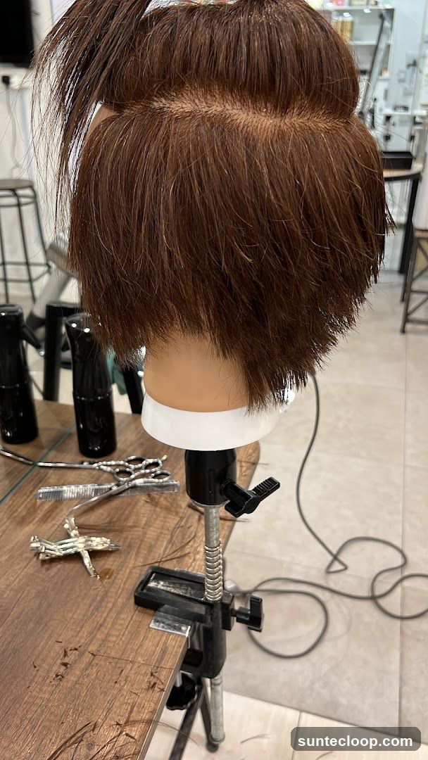 Mannequin head with brown hair