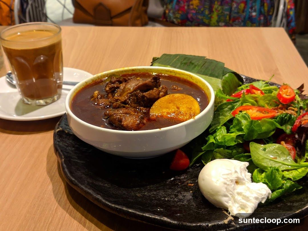 Stew with Salad and Coffee