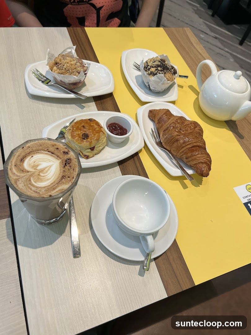 Table with pastries and coffee