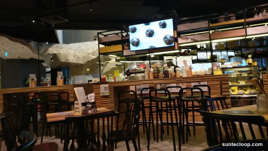 Cafe Interior with Bar and Display Cases