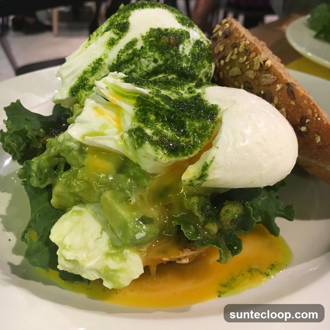 Poached Eggs with Avocado and Pesto