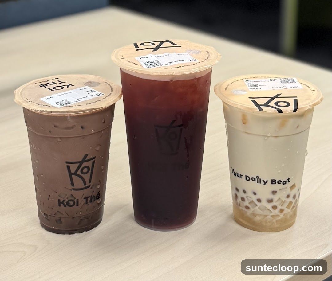 Three KOI Thé Drinks