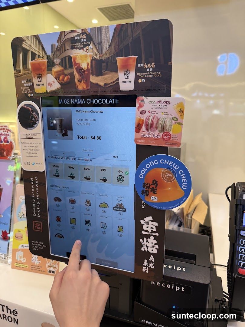 Self-order kiosk for bubble tea