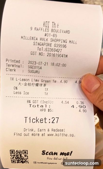 KOI Thé Receipt