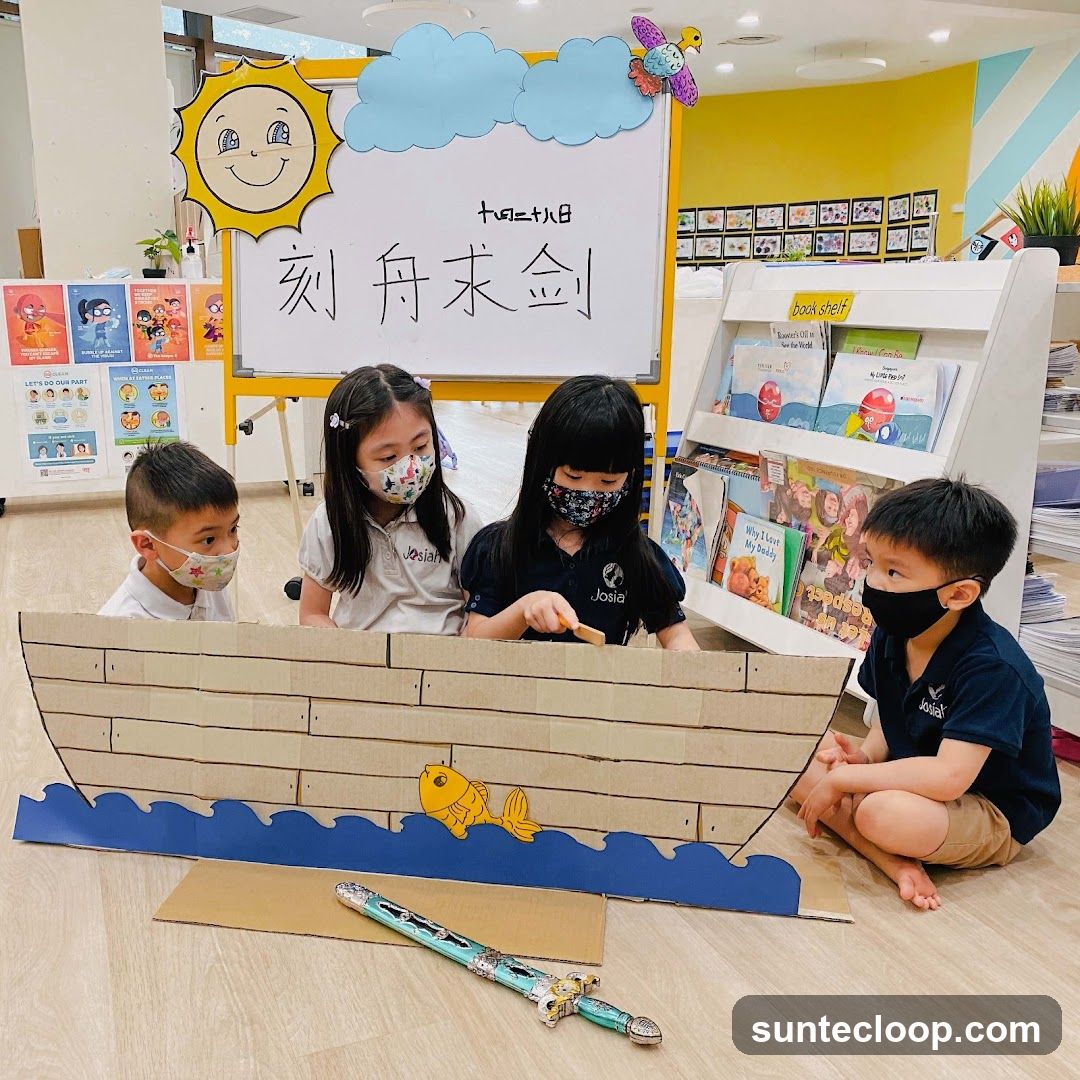 Children in a Cardboard Boat