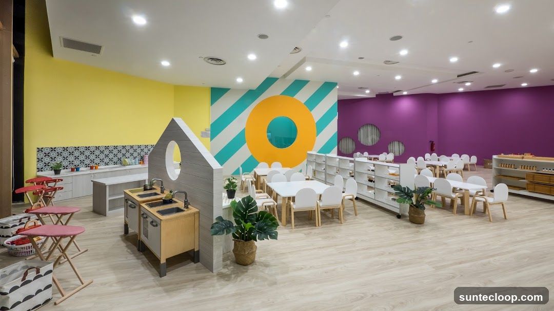 Brightly Colored Classroom with Play Areas
