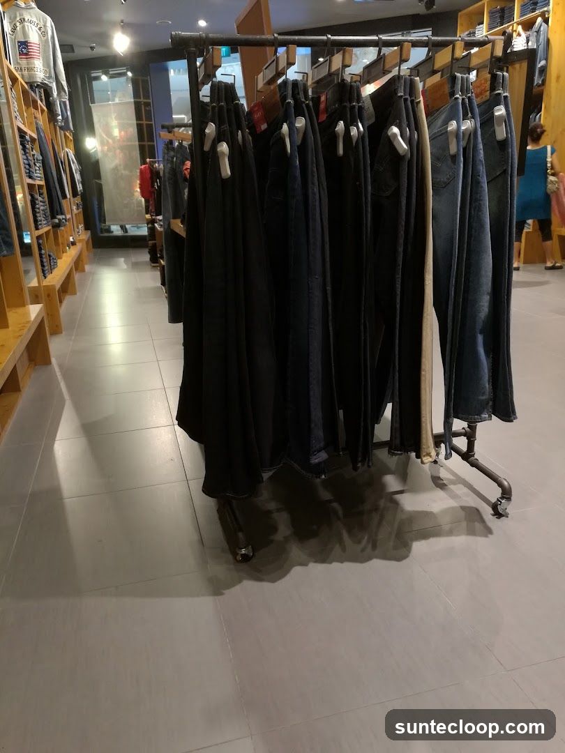 Jeans on Display Racks
