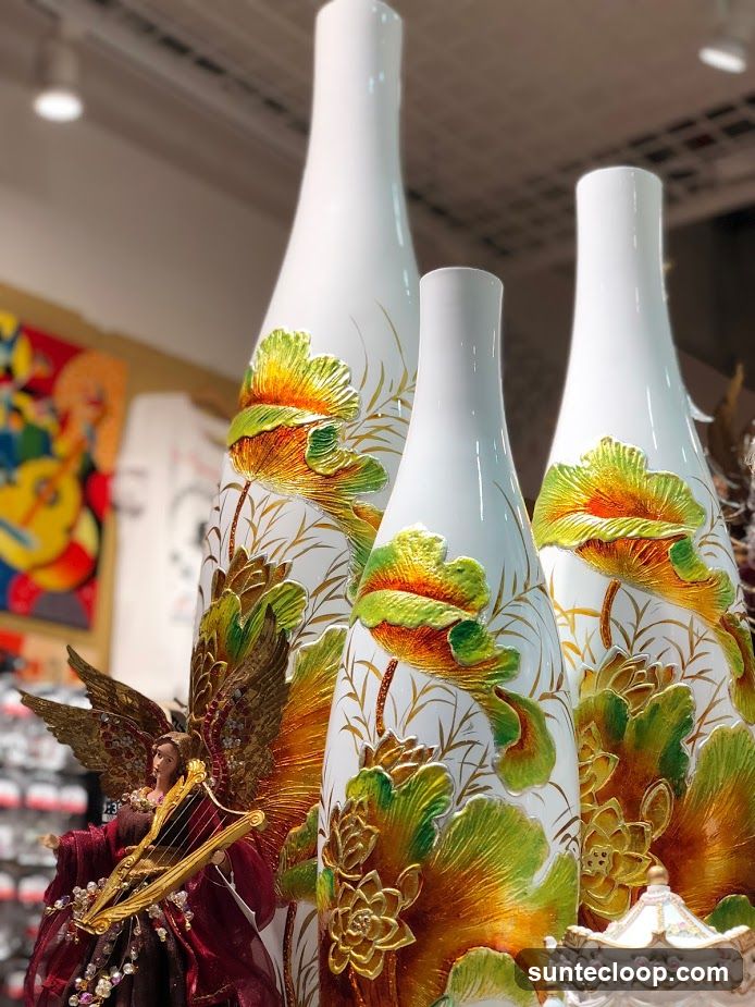 Decorative Vases and Angel Figurine