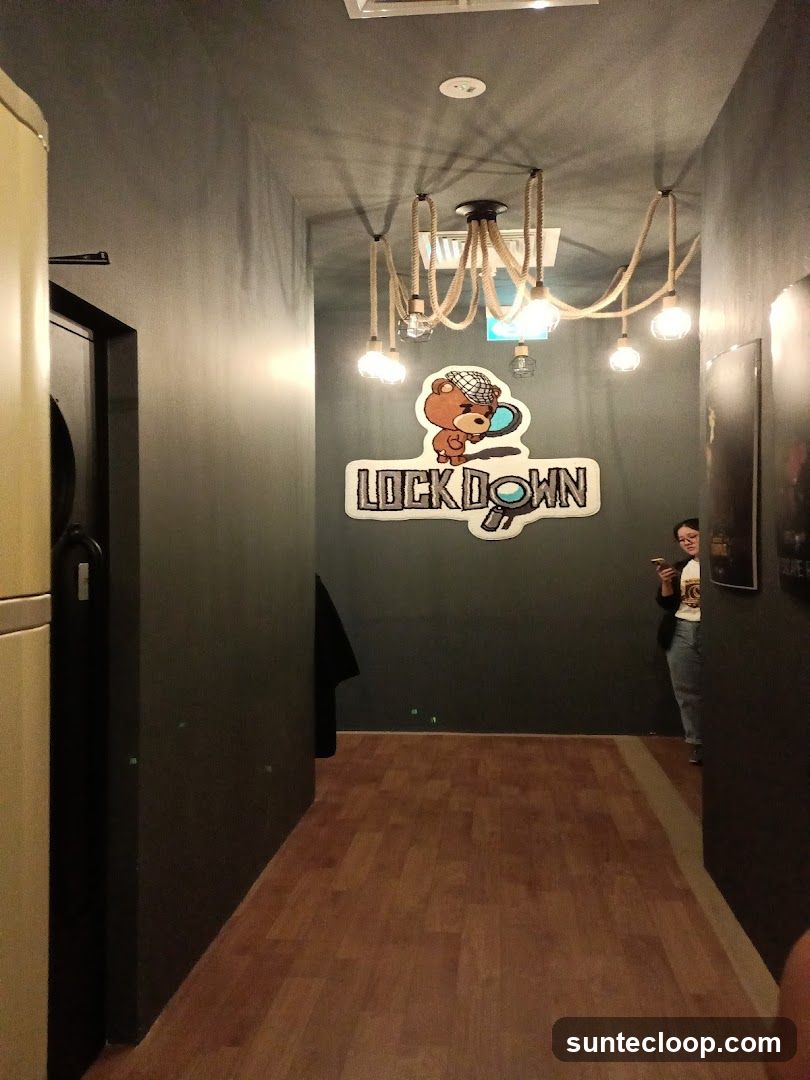 Hallway with Escape Room Signage