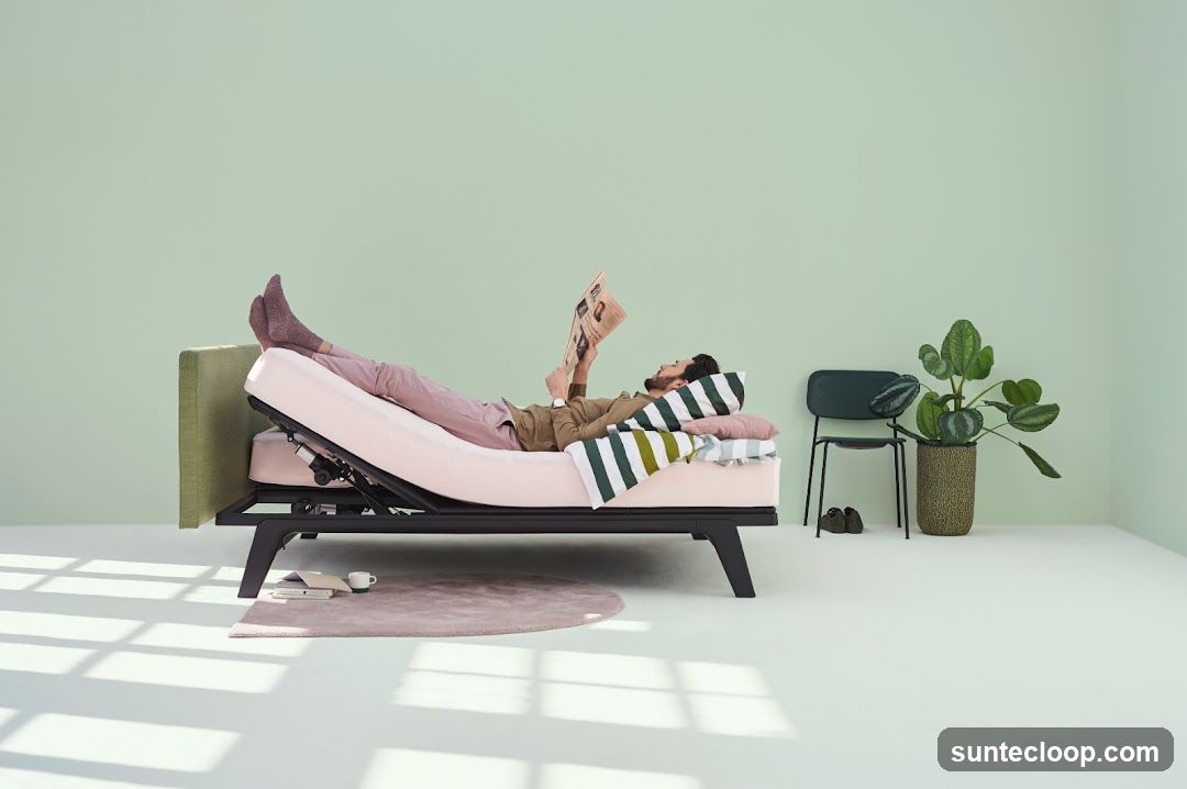 Man relaxing on an adjustable bed