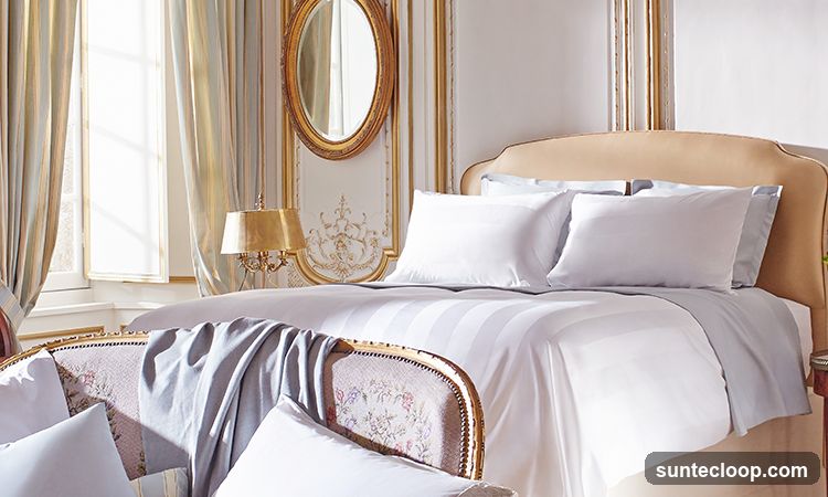 Luxurious Bedroom with Striped Bedding