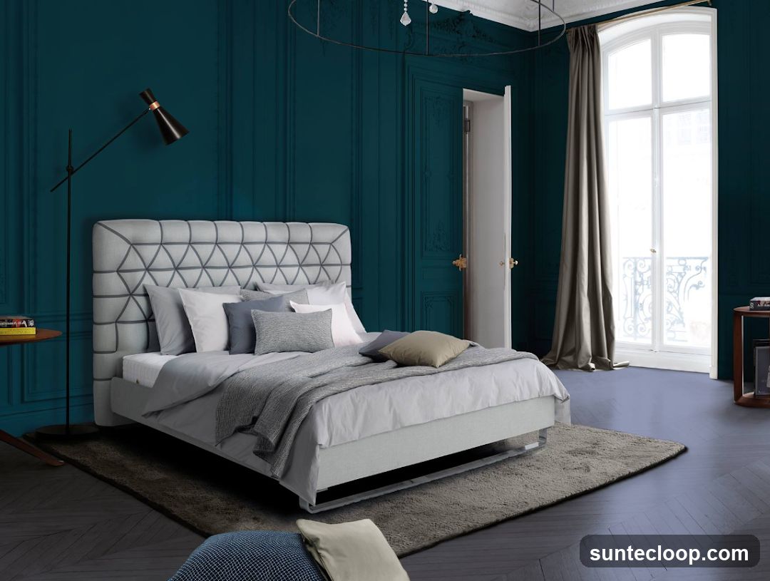 Luxurious Bedroom with Teal Walls