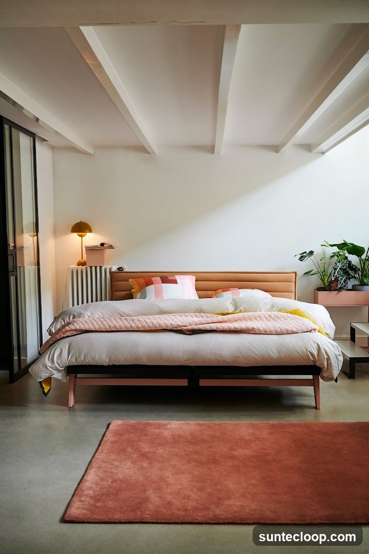 Modern Bedroom with Pink Accents