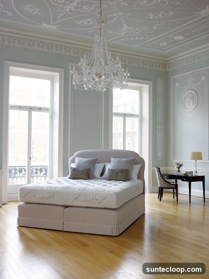 Luxurious Bedroom with Ornate Ceiling