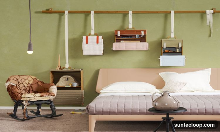 Bedroom with unique storage solutions