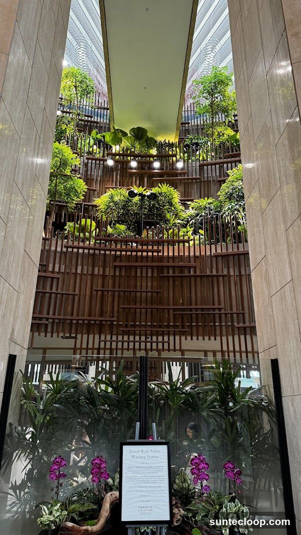 Indoor Garden Display with Warning Sign