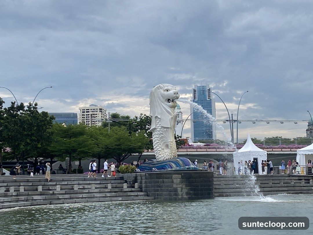 Merlion Fountain and Skyline