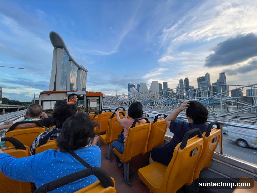 Tour Bus with City Skyline