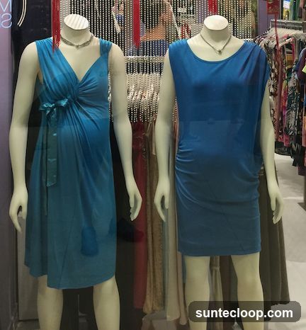 Mannequins in Blue Dresses