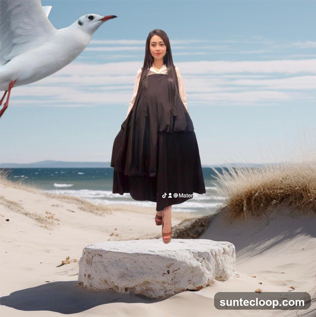 Woman on a rock at the beach