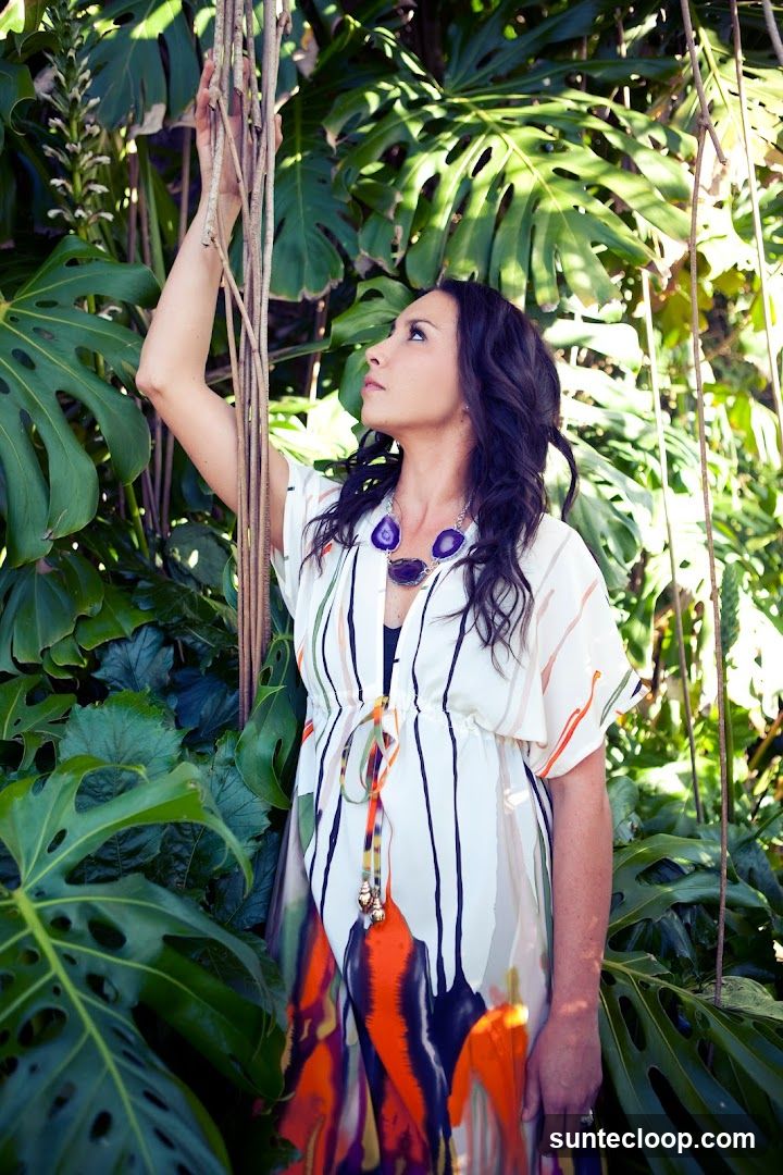 Woman in a tropical setting